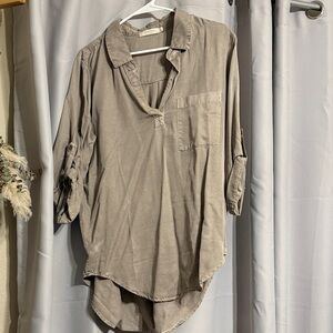Elegant Taupe Women's Tunic Blouse